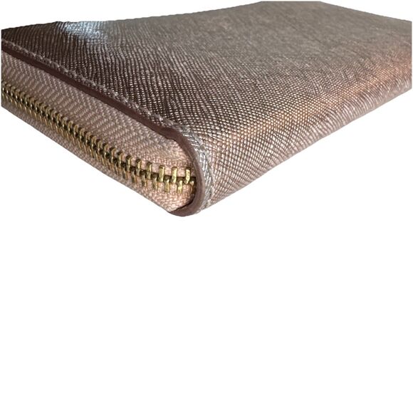 Tory Burch Robinson Continental Large Accordion Zip Wallet Rose Gold Shiny - Picture 7 of 14